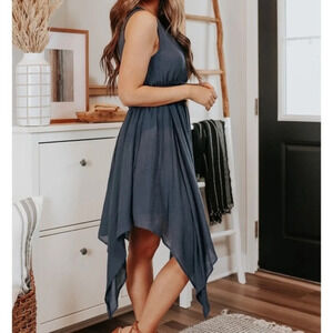 Magnolia Boutique Navy Blue Shark Bite Dress Size Large